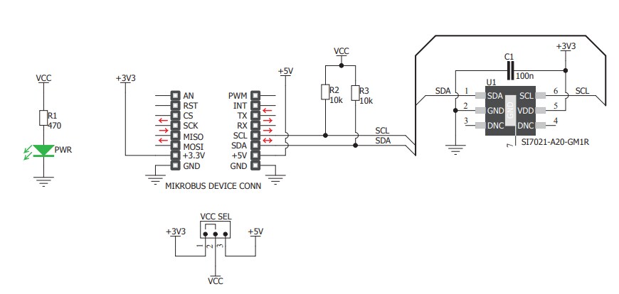 Schematic - Mikroe MIKROE-3272 Temp&Hum 7 Click